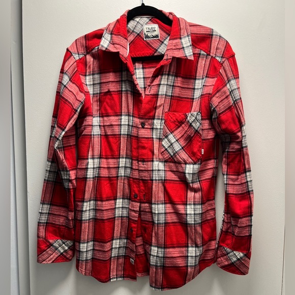 Aritzia TNA boyfriend fit red plaid flannel button up shirt - Picture 1 of 1